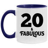 20th Birthday 20 & Fabulous - 11oz Accent Mug Purple