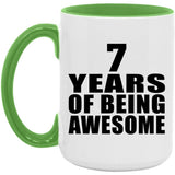 7th Birthday 7 Years Of Being Awesome - 15oz Accent Mug Green