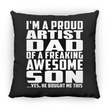 Proud Artist Dad Of Awesome Son - Throw Pillow Black