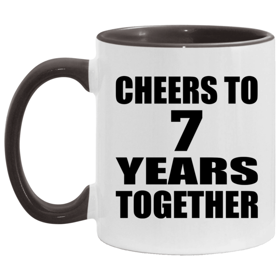 7th Anniversary Cheers To 7 Years Together - 11oz Accent Mug Black
