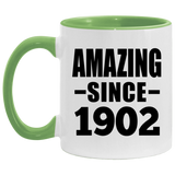 122nd Birthday Amazing Since 1902 - 11oz Accent Mug Green