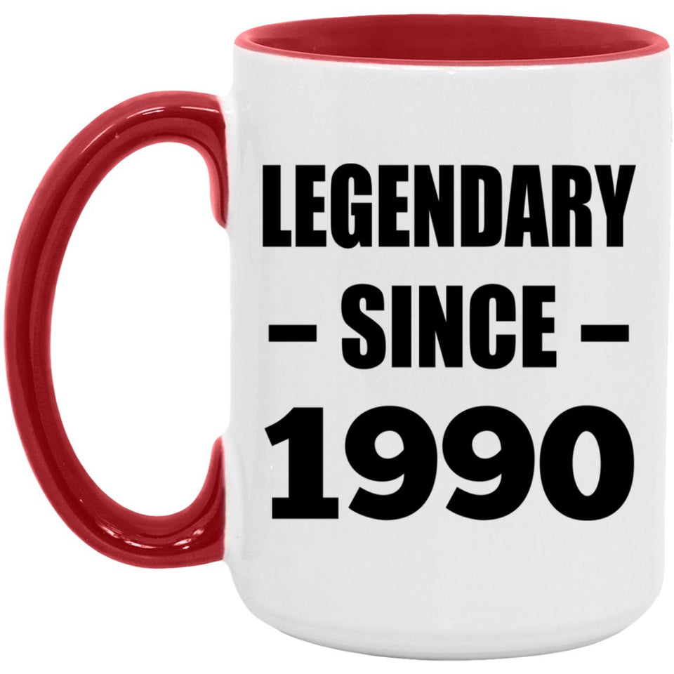 34th Birthday Legendary Since 1990 - 15oz Accent Mug Red