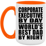 Corporate Executive By Day World's Best Dad By Night - 15oz Accent Mug Orange