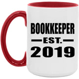 Bookkeeper Established EST. 2019 - 15oz Accent Mug Red