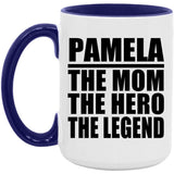 Pamela The Mom The Hero The Legend - 15oz Accent Mug Purple