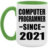 Computer Programmer Since 2021 - 15oz Accent Mug Green
