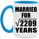 47th Anniversary Married For Square Root of 2209 Years - 15oz Accent Mug Blue