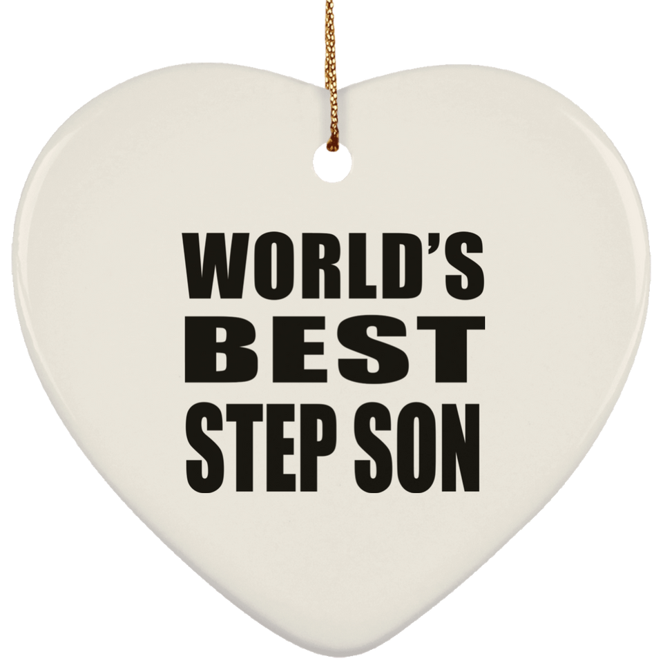 World's Best Step Son - Heart Ornament