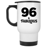 96th Birthday 96 & Fabulous - White Travel Mug