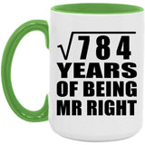 28th Anniversary Square Root of 784 Years of Being Mr Right - 15oz Accent Mug Green