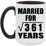 19th Anniversary Married For Square Root of 361 Years - 15oz Accent Mug Black
