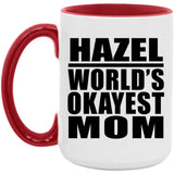 Hazel World's Okayest Mom - 15oz Accent Mug Red