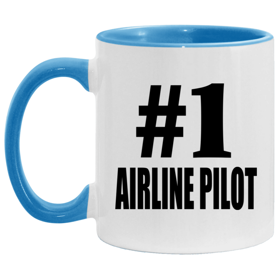 Number One #1 Airline Pilot - 11oz Accent Mug Blue