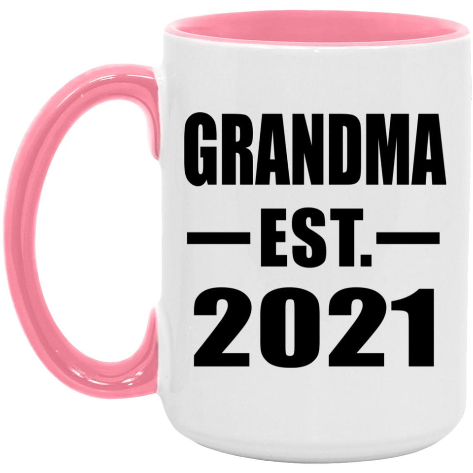 Grandma Established EST. 2021 - 15oz Accent Mug Pink