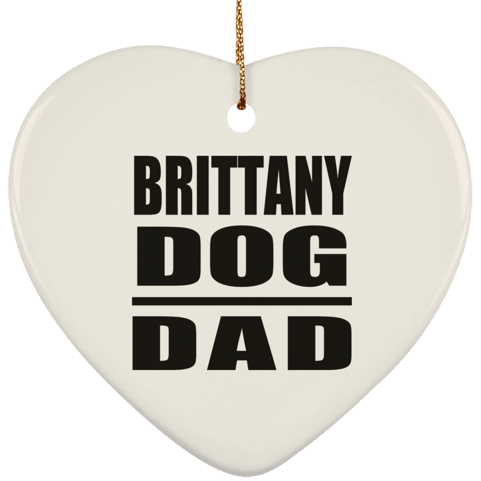 Brittany Dog Dad - Heart Ornament