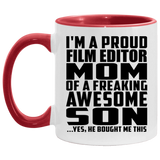 Proud Film Editor Mom Of Awesome Son - 11oz Accent Mug Red