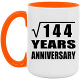 12th Anniversary Square Root of 144 Years Anniversary - 15oz Accent Mug Orange