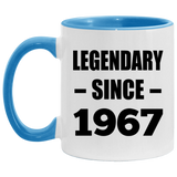 57th Birthday Legendary Since 1967 - 11oz Accent Mug Blue