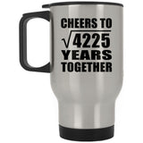 65th Anniversary Cheers To Square Root of 4225 Years Together - Silver Travel Mug