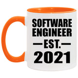 Software Engineer Established EST. 2021 - 11oz Accent Mug Orange