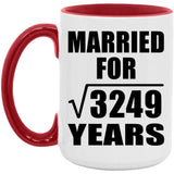 57th Anniversary Married For Square Root of 3249 Years - 15oz Accent Mug Red