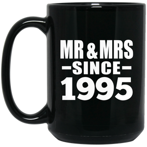 29th Anniversary Mr & Mrs Since 1995 - 15 Oz Coffee Mug Black