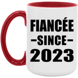 Fiancee Since 2023 - 15oz Accent Mug Red
