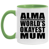 Alma World's Okayest Mum - 11oz Accent Mug Green