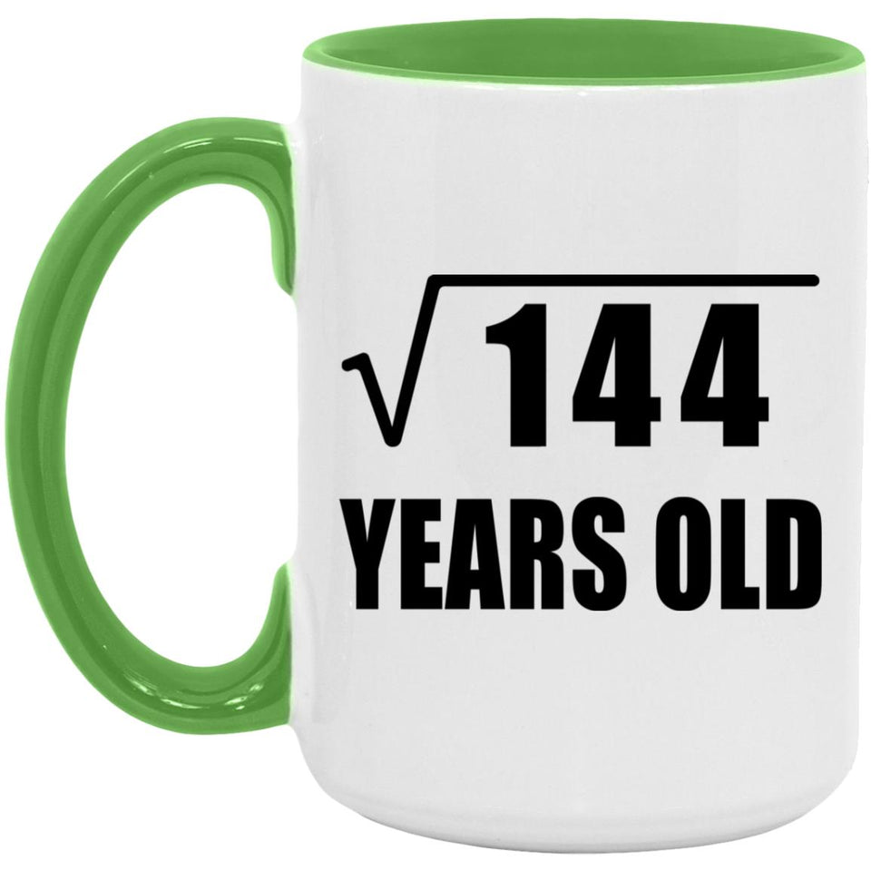 12th Birthday Square Root of 144 Years Old - 15oz Accent Mug Green