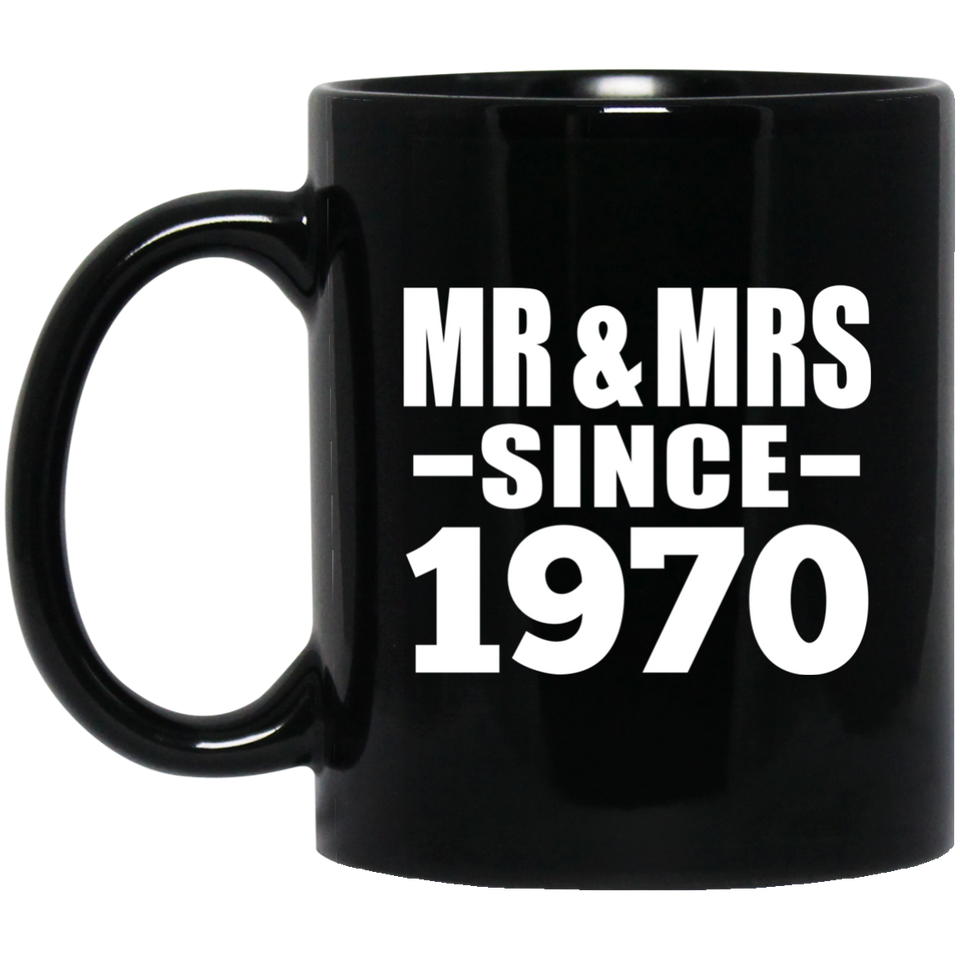 54th Anniversary Mr & Mrs Since 1970 - 11 Oz Coffee Mug Black