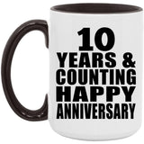Happy 10th Anniversary 10 Years & Counting - 15oz Accent Mug Black