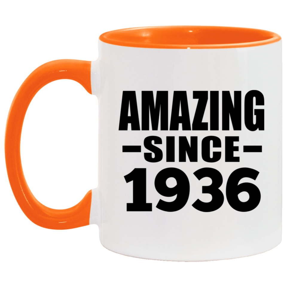 88th Birthday Amazing Since 1936 - 11oz Accent Mug Orange
