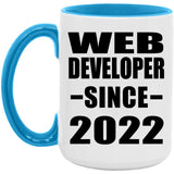 Web Developer Since 2022 - 15oz Accent Mug Blue