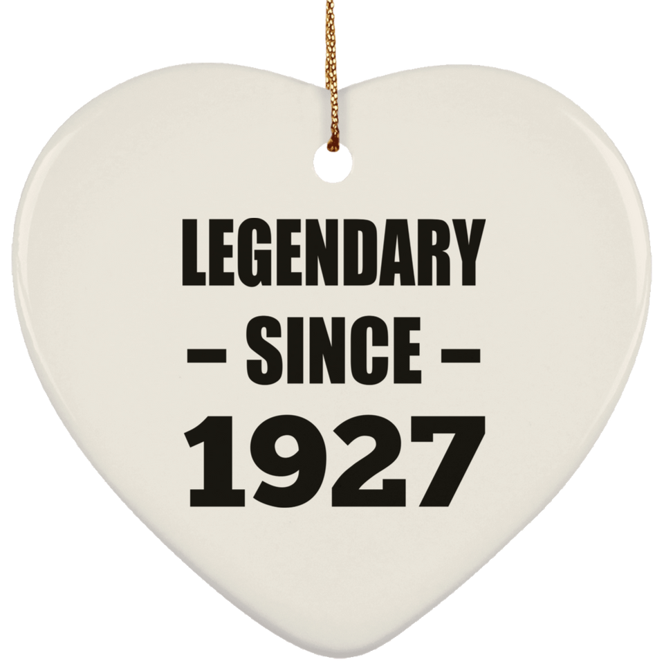 97th Birthday Legendary Since 1927 - Heart Ornament