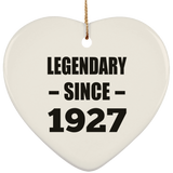 97th Birthday Legendary Since 1927 - Heart Ornament