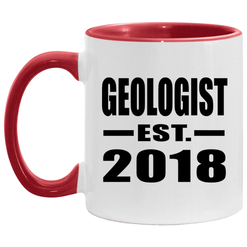 Geologist Established EST. 2018 - 11oz Accent Mug Red