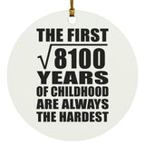 90th Birthday Square Root of 8100 Years of Childhood - Circle Ornament
