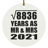 94th Anniversary Square Root of 8836 Years As Mr & Mrs 2021 - Circle Ornament