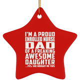 Proud Enrolled Nurse Dad Of Awesome Daughter - Star Ornament