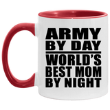 Army By Day World's Best Mom By Night - 11oz Accent Mug Red