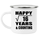 Happy 4th Anniversary Square Root of 16 Years & Counting - 12oz Camping Mug