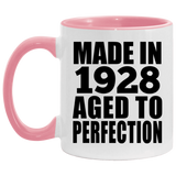 96th Birthday Made In 1928 Aged to Perfection - 11oz Accent Mug Pink
