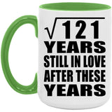 11th Anniversary Square Root of 121 Years Still In Love - 15oz Accent Mug Green
