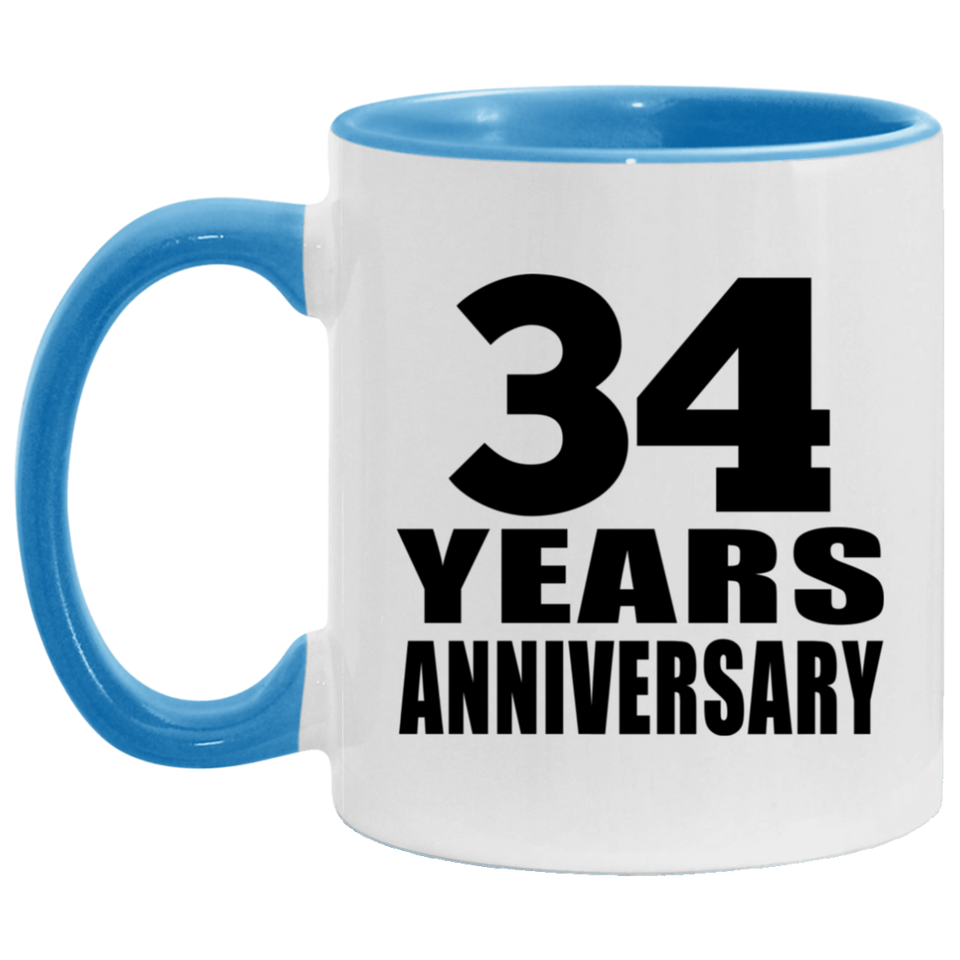 34th Anniversary 34 Years - 11oz Accent Mug Blue