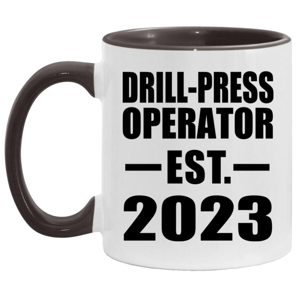 Drill-Press Operator Established EST. 2023 - 11oz Accent Mug Black