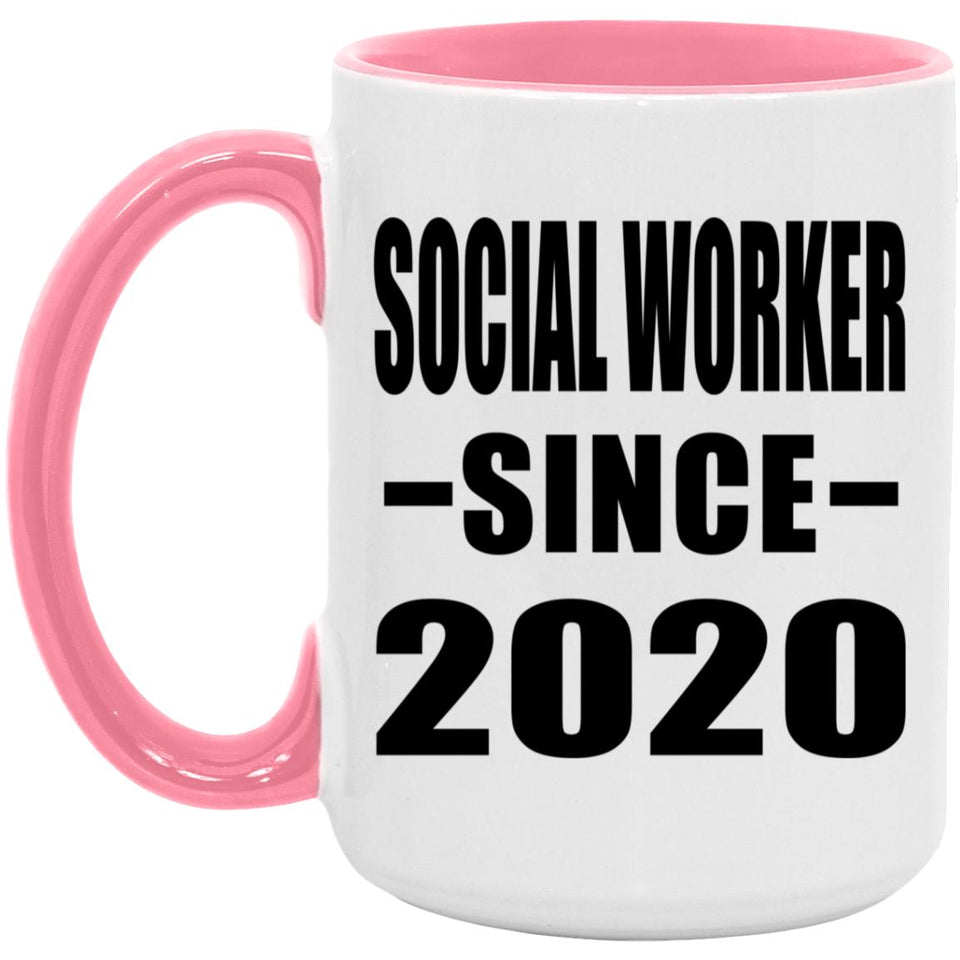 Social Worker Since 2020 - 15oz Accent Mug Pink