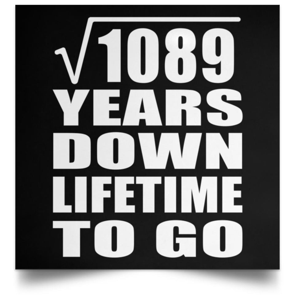 33rd Anniversary Square Root of 1089 Years Lifetime To Go - Poster Square