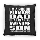 Proud Plumber Dad Of Awesome Son - Throw Pillow Black