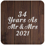 34th Anniversary 34 Years As Mr & Mrs 2021 - Drink Coaster D