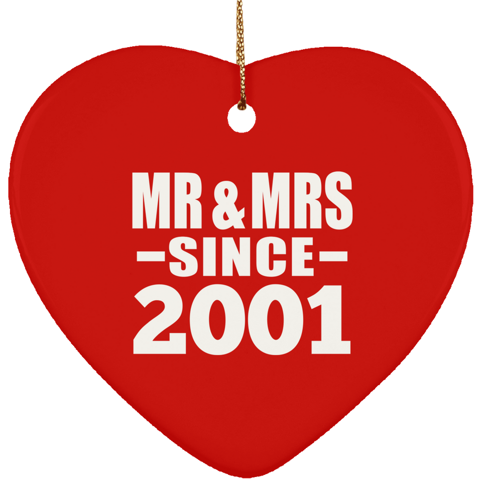 23rd Anniversary Mr & Mrs Since 2001 - Heart Ornament